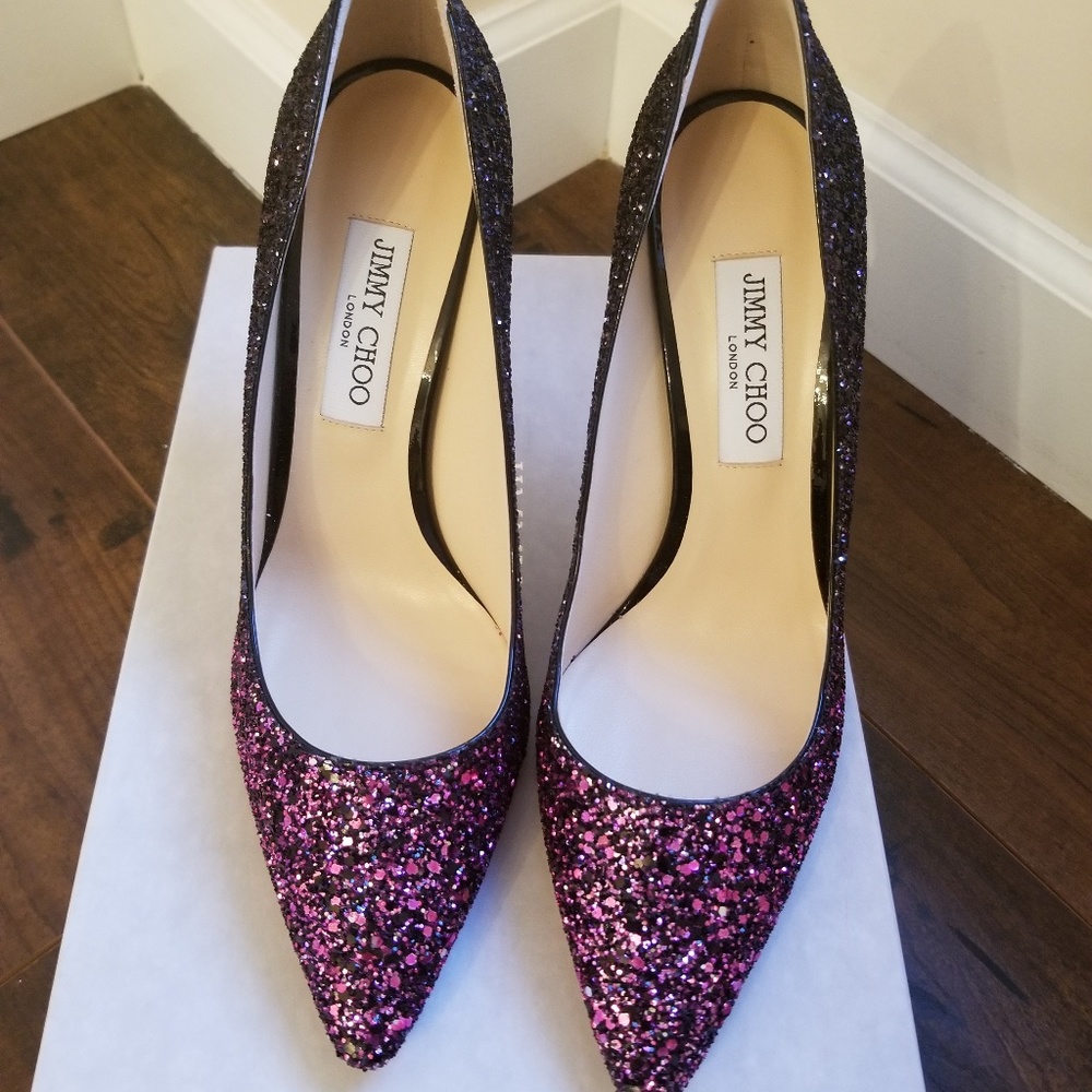SOLD!! Jimmy Choo ROMY pink glitter degrade heels - Picture 2 of 7